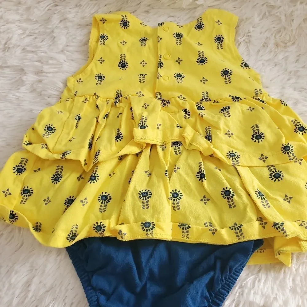 Baby Girl's Just One You Size 18 Month Yellow and Blue Flower Dress